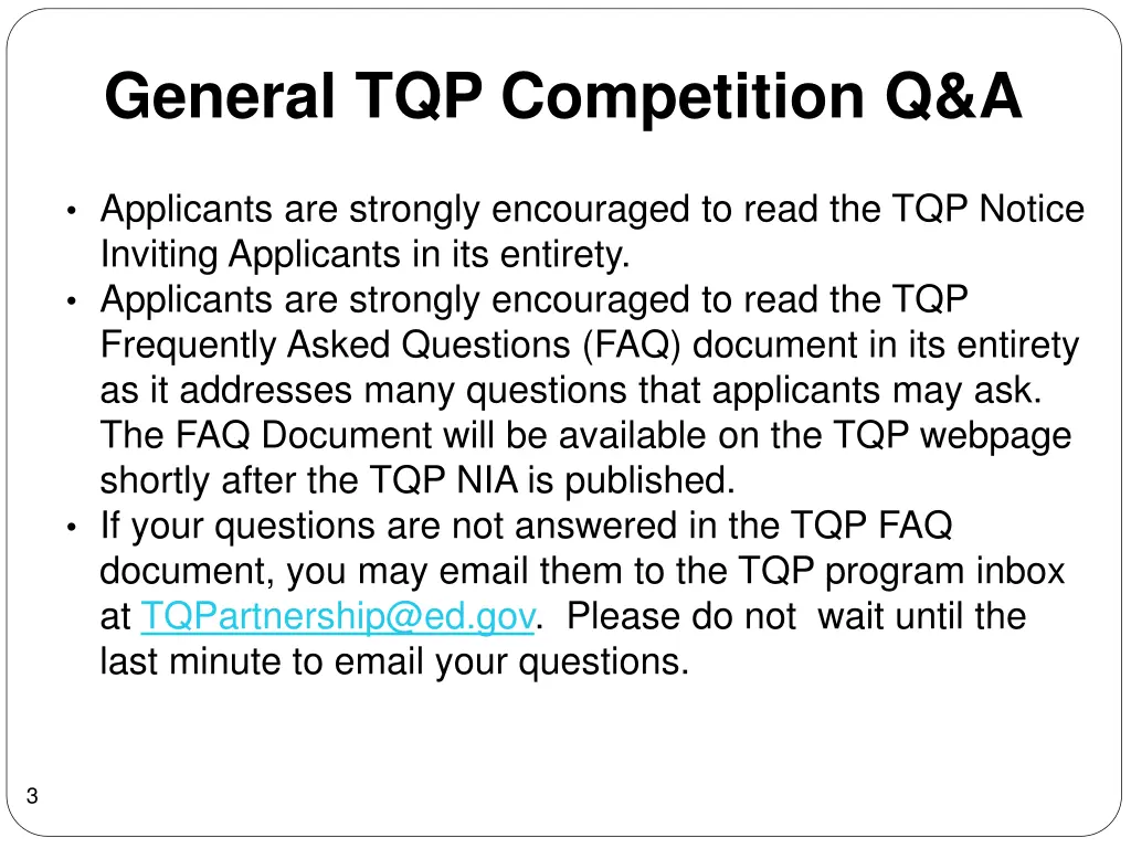 general tqp competition q a