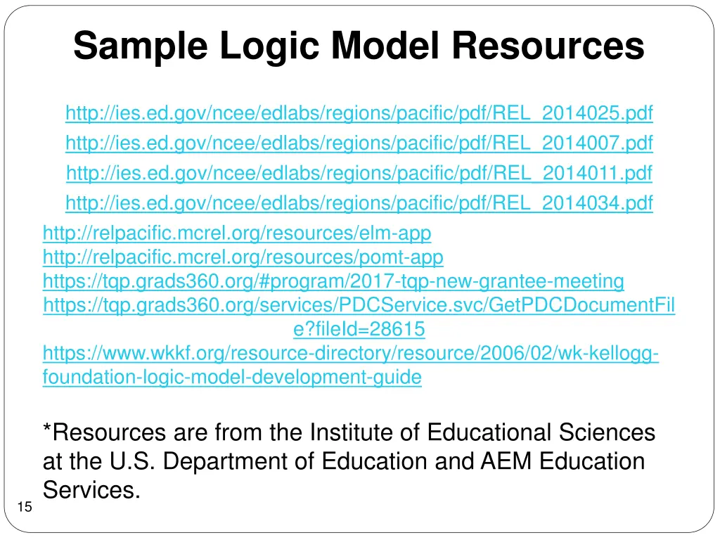 sample logic model resources