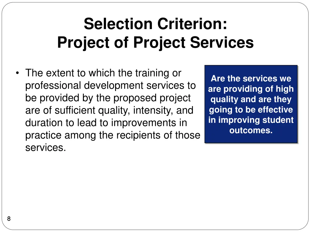 selection criterion project of project services 1