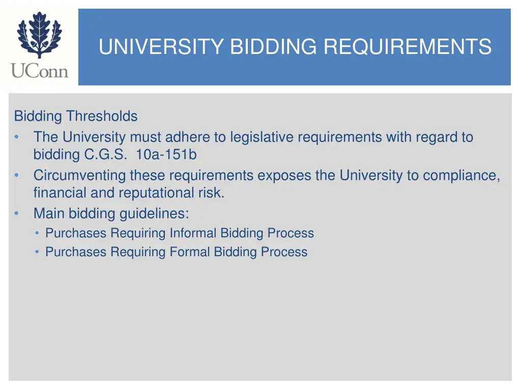 university bidding requirements
