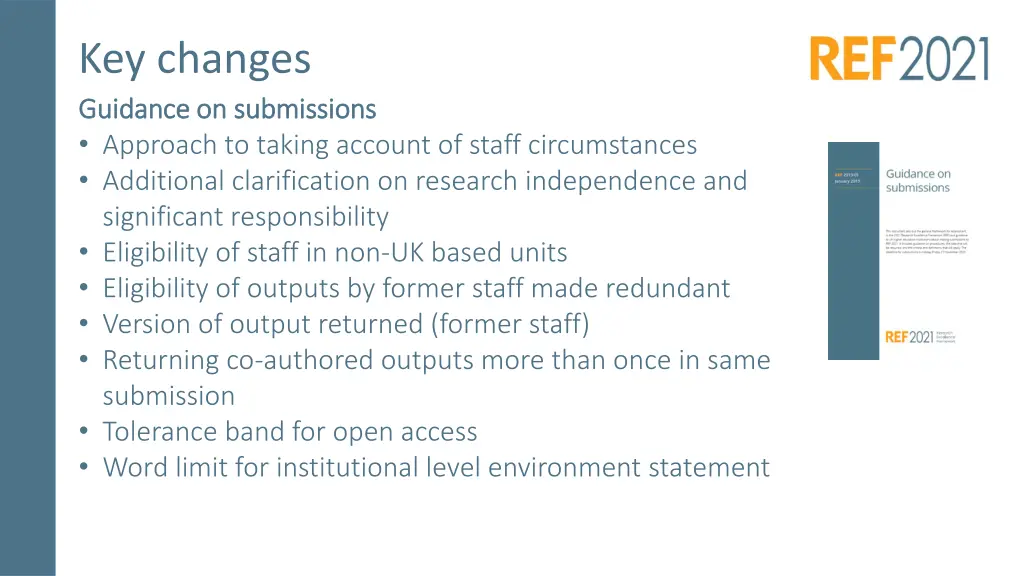 key changes guidance on submissions guidance