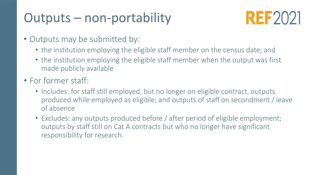 outputs non portability