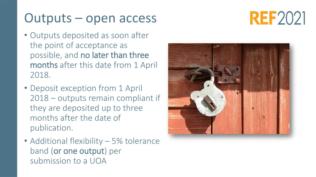 outputs open access outputs deposited as soon