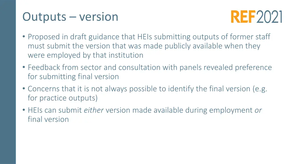 outputs version