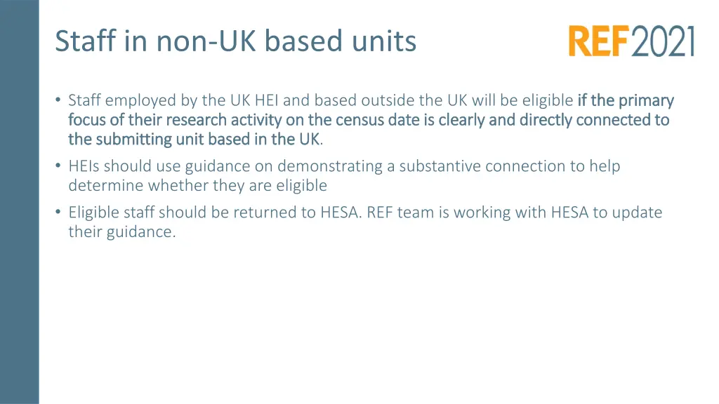 staff in non uk based units