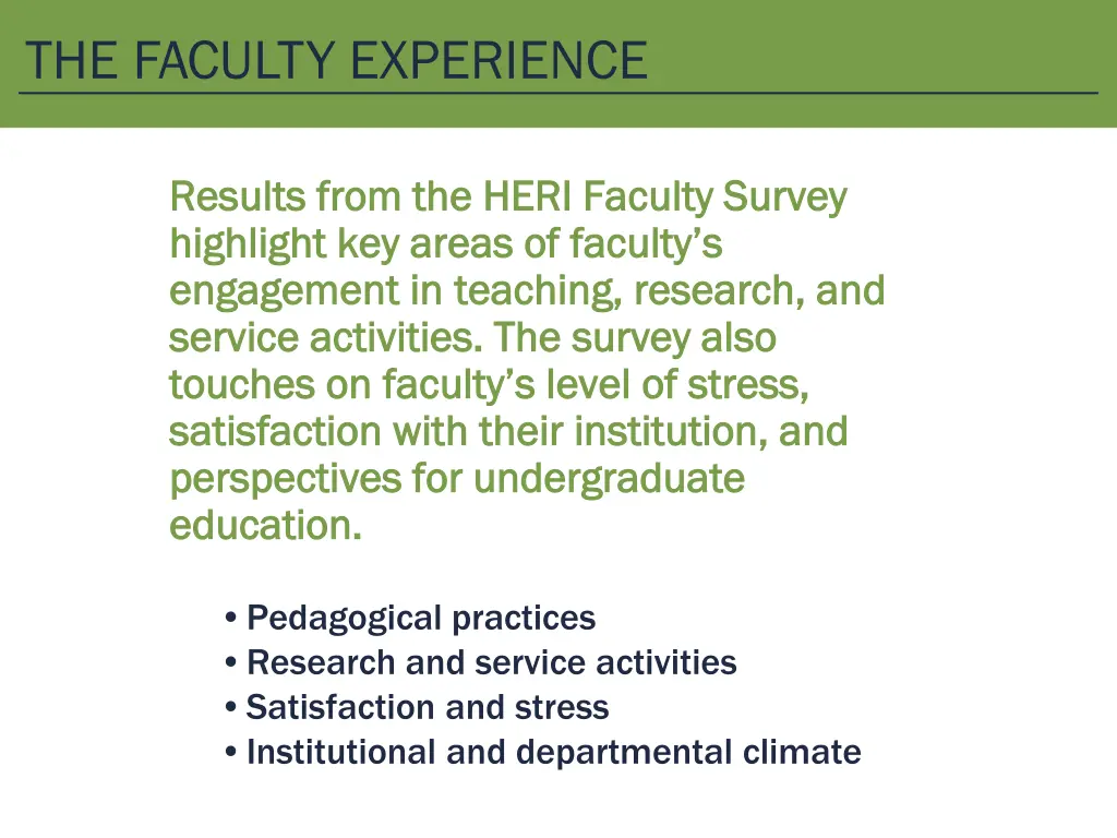 the faculty experience