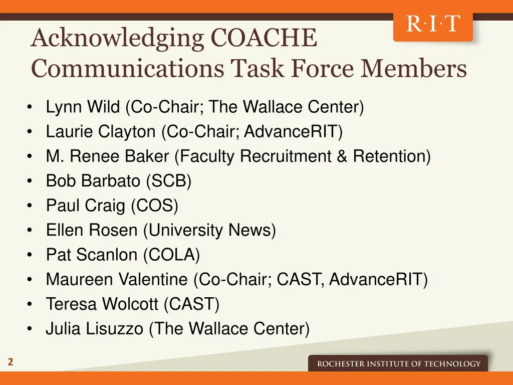 acknowledging coache communications task force