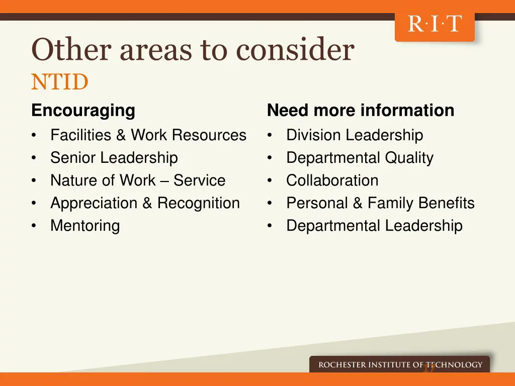 other areas to consider ntid encouraging