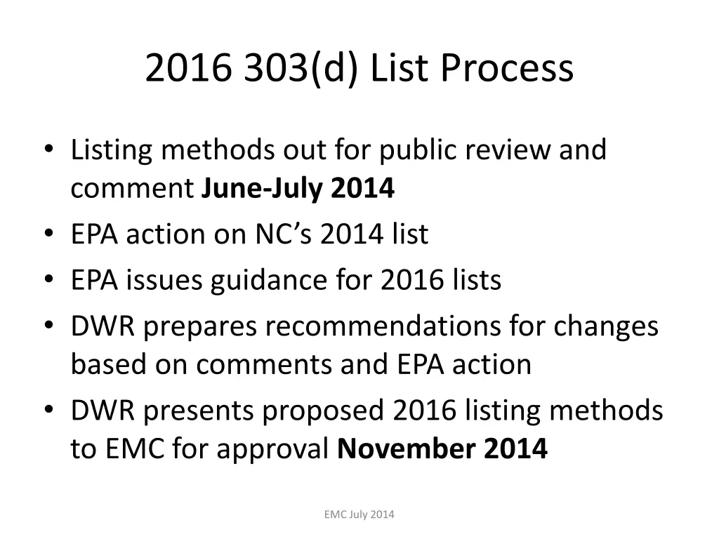 2016 303 d list process