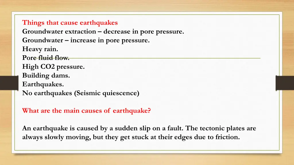 things that cause earthquakes groundwater
