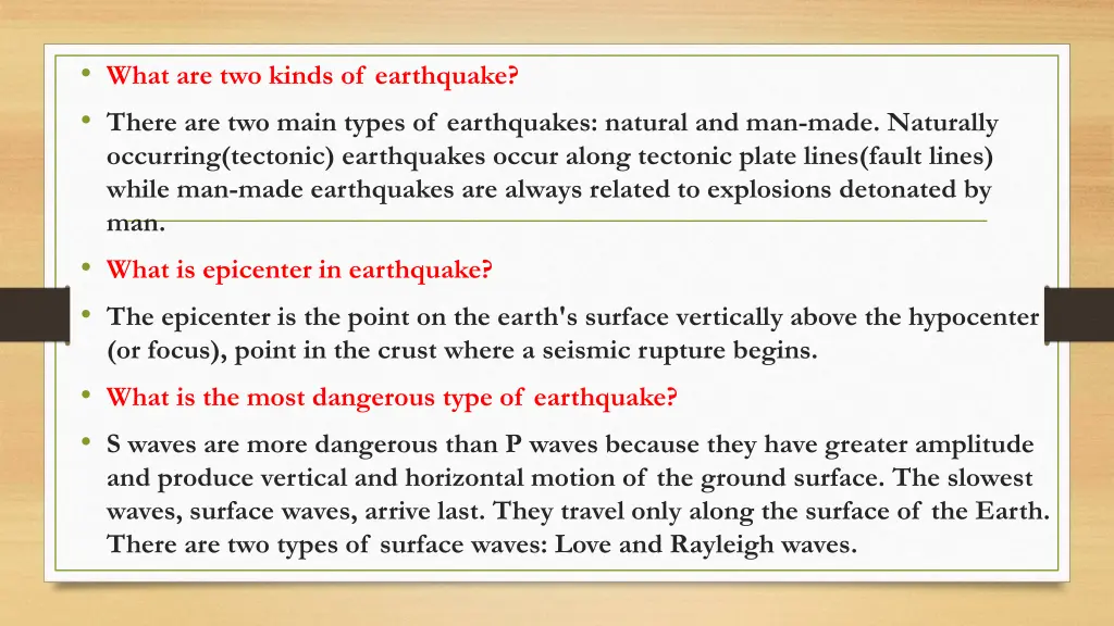what are two kinds of earthquake there