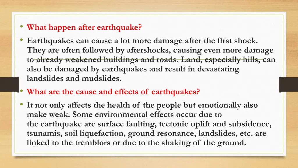 what happen after earthquake earthquakes