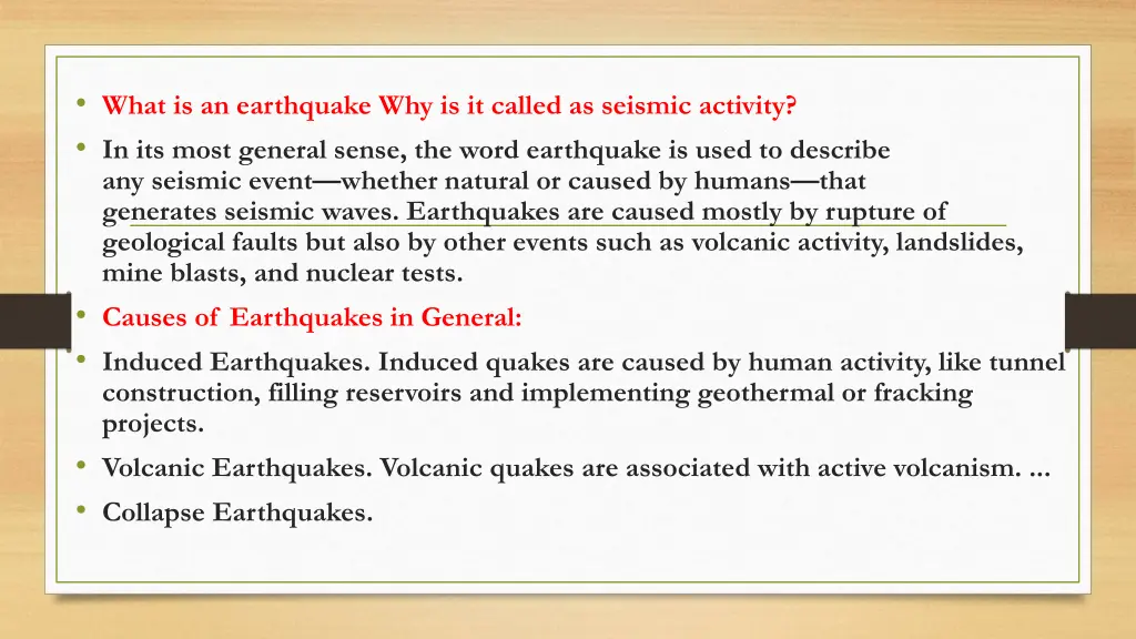 what is an earthquake why is it called as seismic