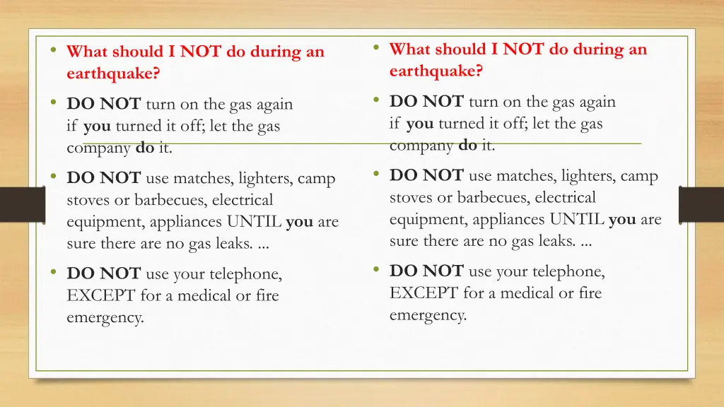 what should i not do during an earthquake