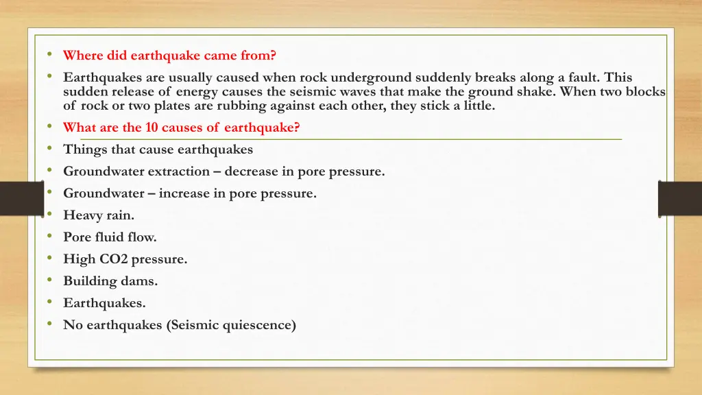 where did earthquake came from earthquakes