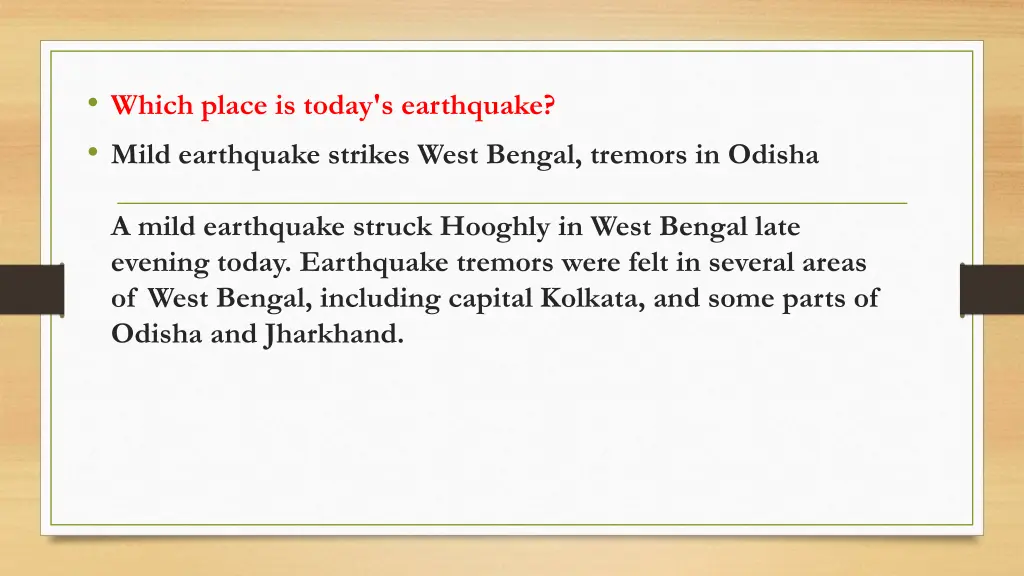 which place is today s earthquake mild earthquake