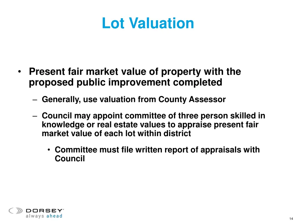 lot valuation