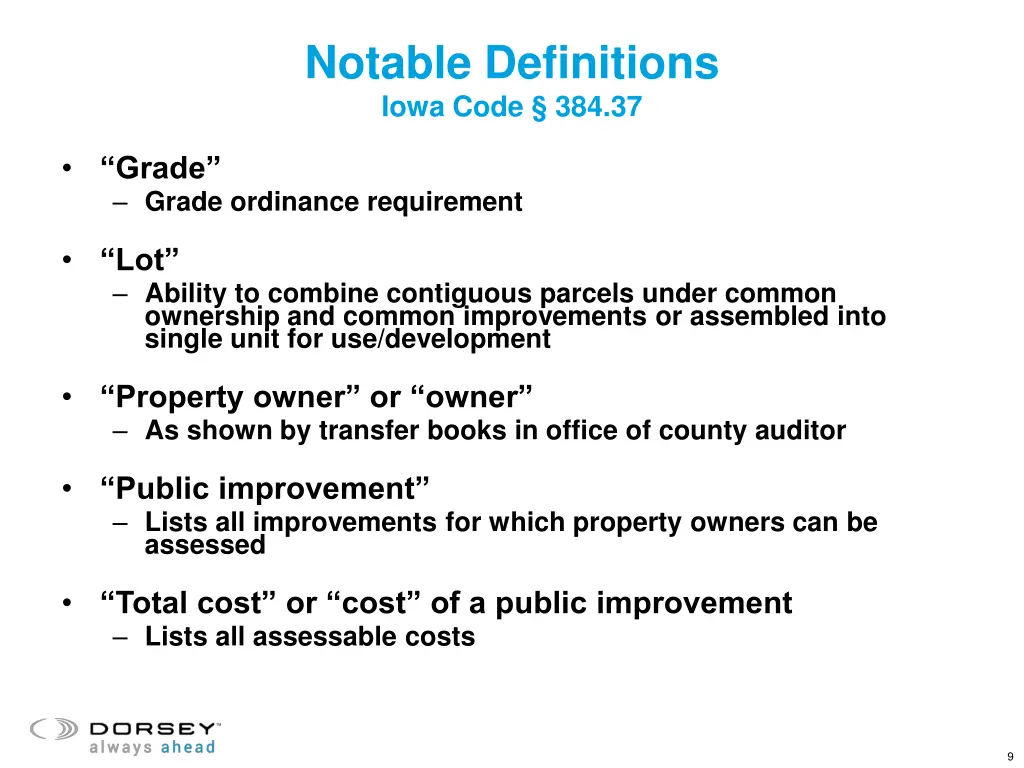 notable definitions iowa code 384 37