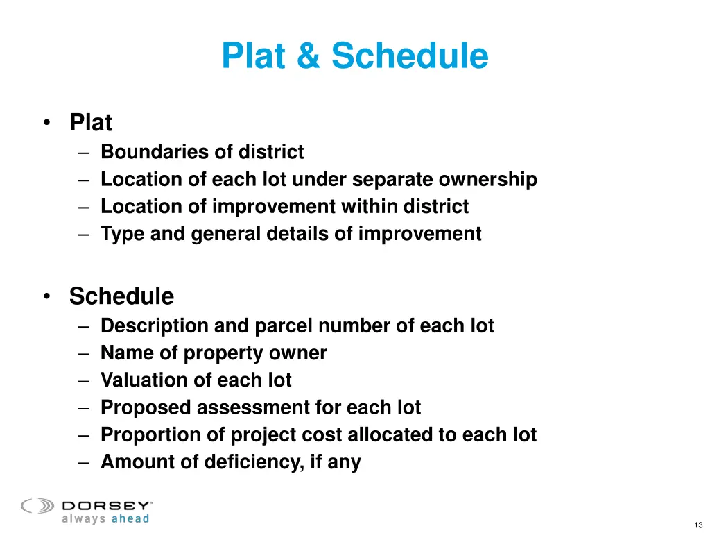 plat schedule