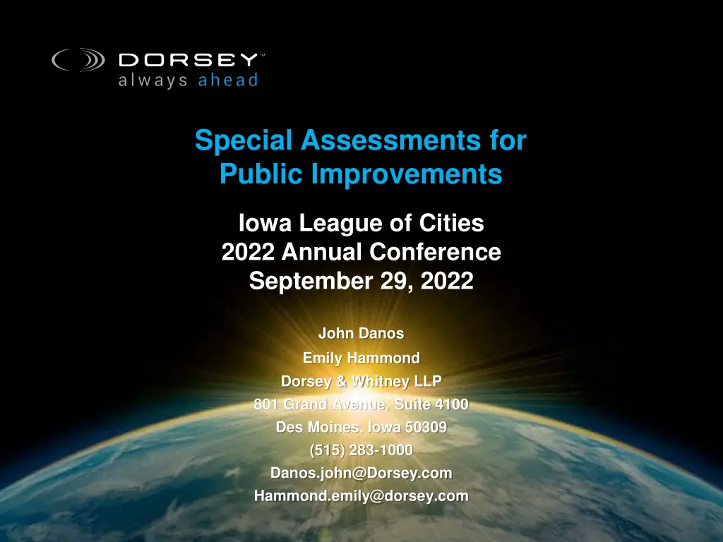 special assessments for public improvements