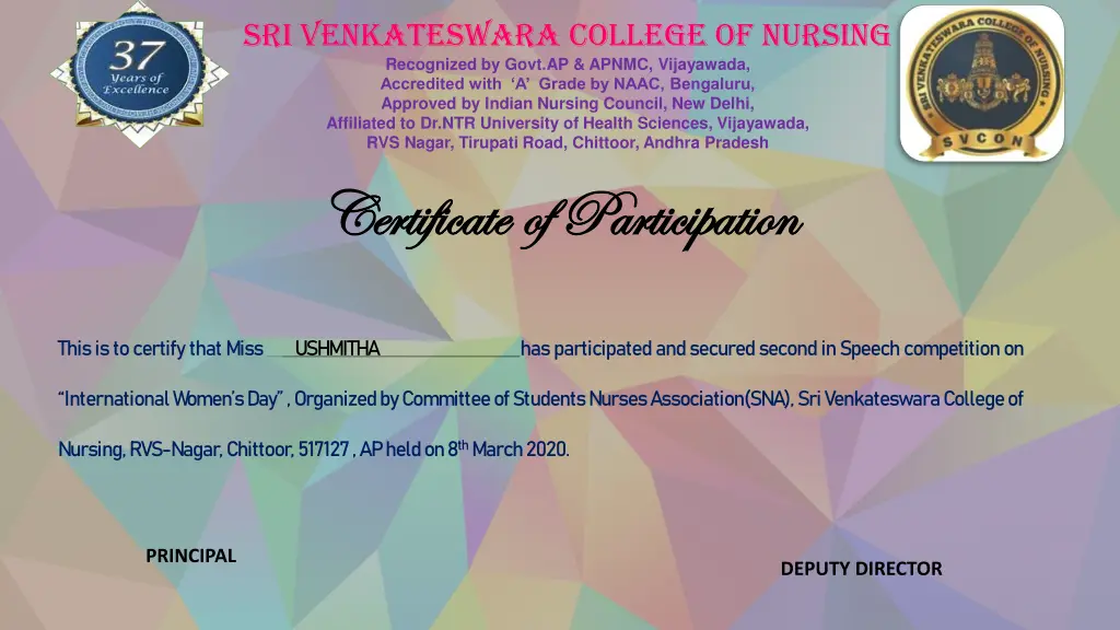 sri venkateswara college of nursing recognized 1