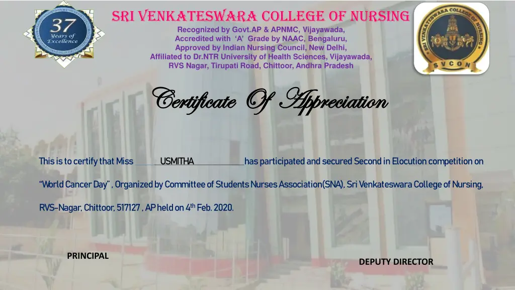 sri venkateswara college of nursing recognized 15