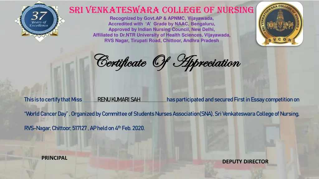 sri venkateswara college of nursing recognized 16