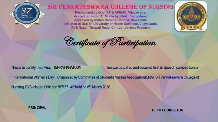 sri venkateswara college of nursing recognized
