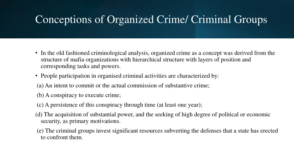 conceptions of organized crime criminal groups