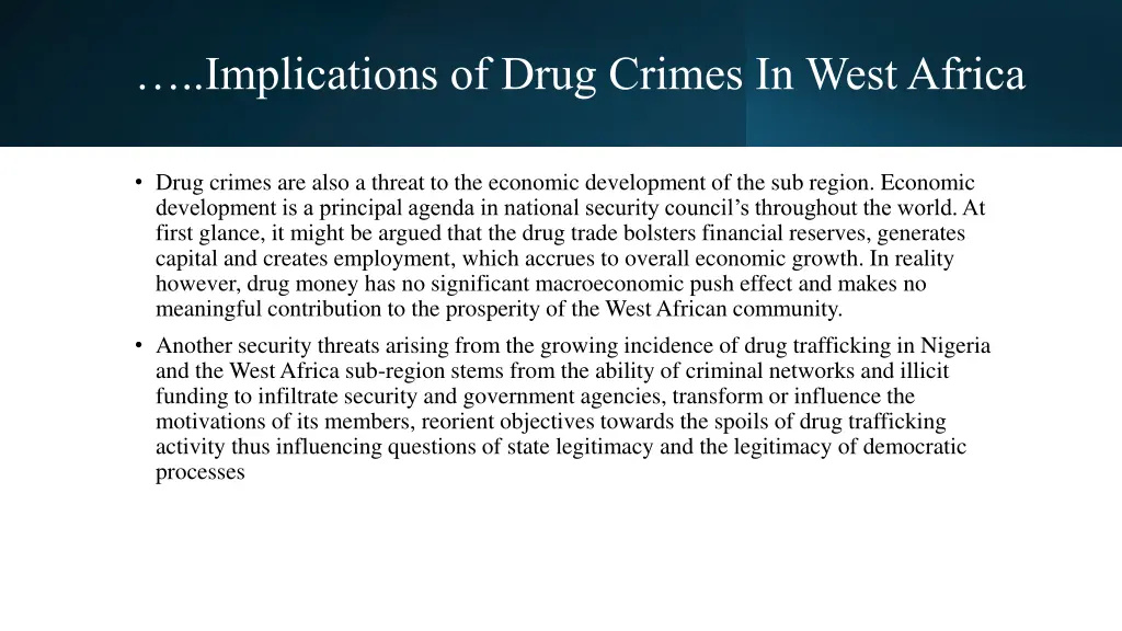 implications of drug crimes in west africa
