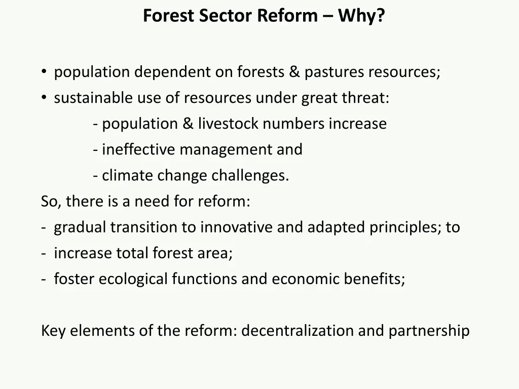 forest sector reform why