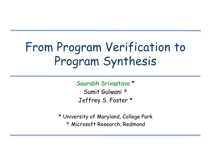 from program verification to program synthesis