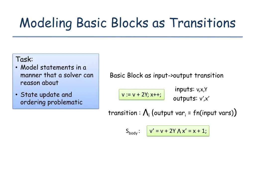modeling basic blocks as transitions