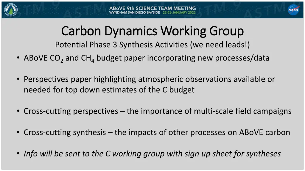 carbon dynamics working group carbon dynamics 3
