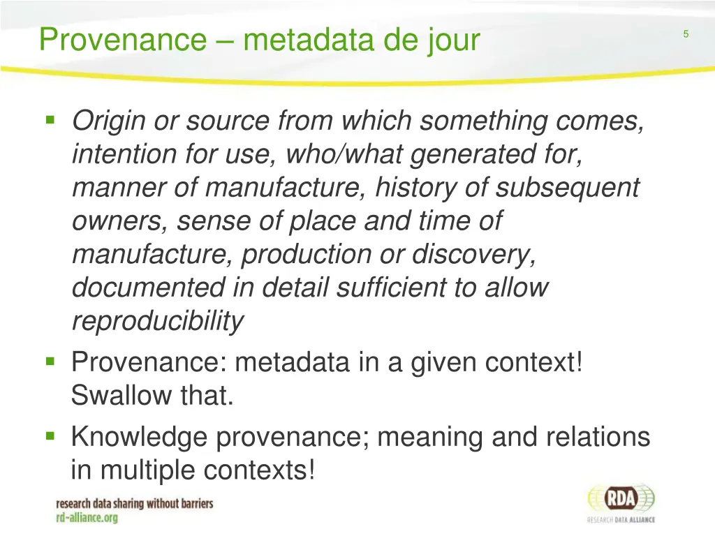 provenance metadata de jour