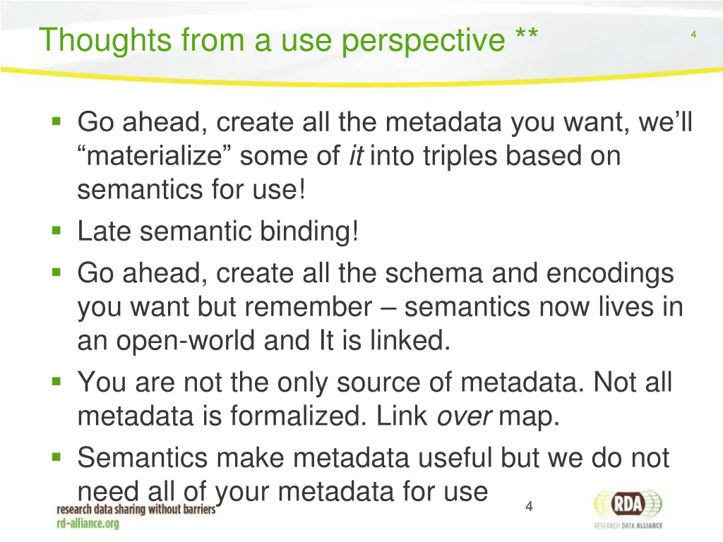 thoughts from a use perspective