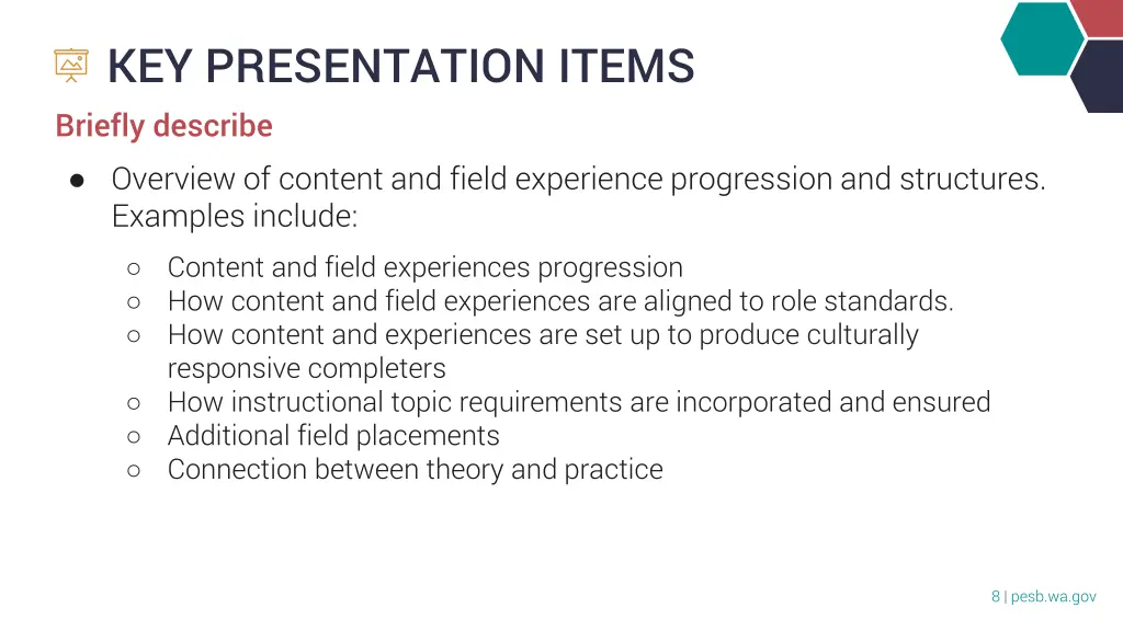 key presentation items briefly describe overview