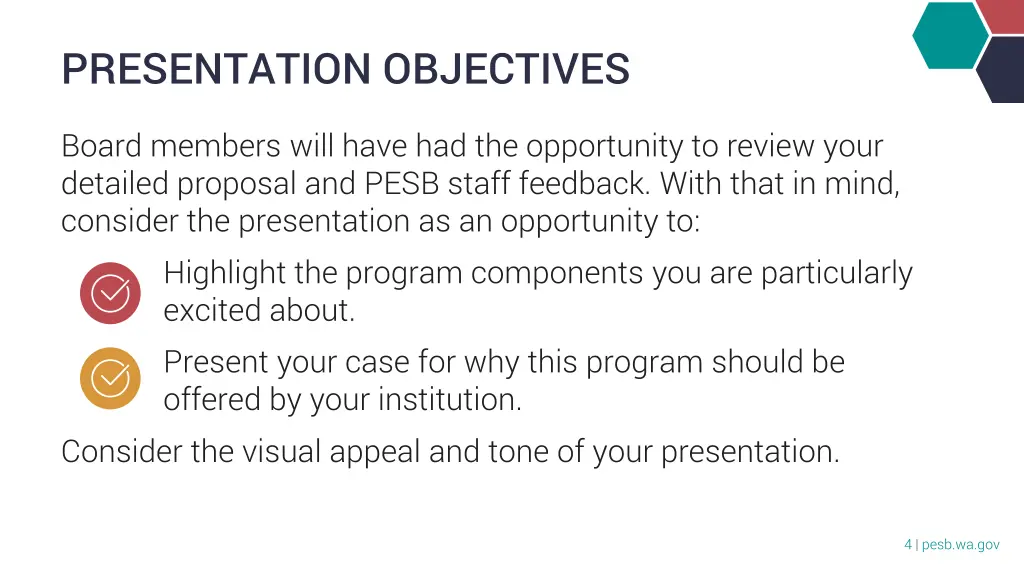 presentation objectives