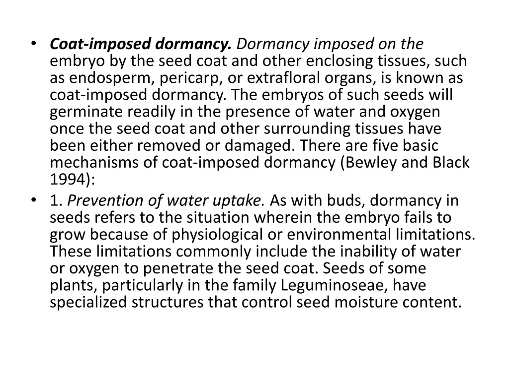 coat imposed dormancy dormancy imposed