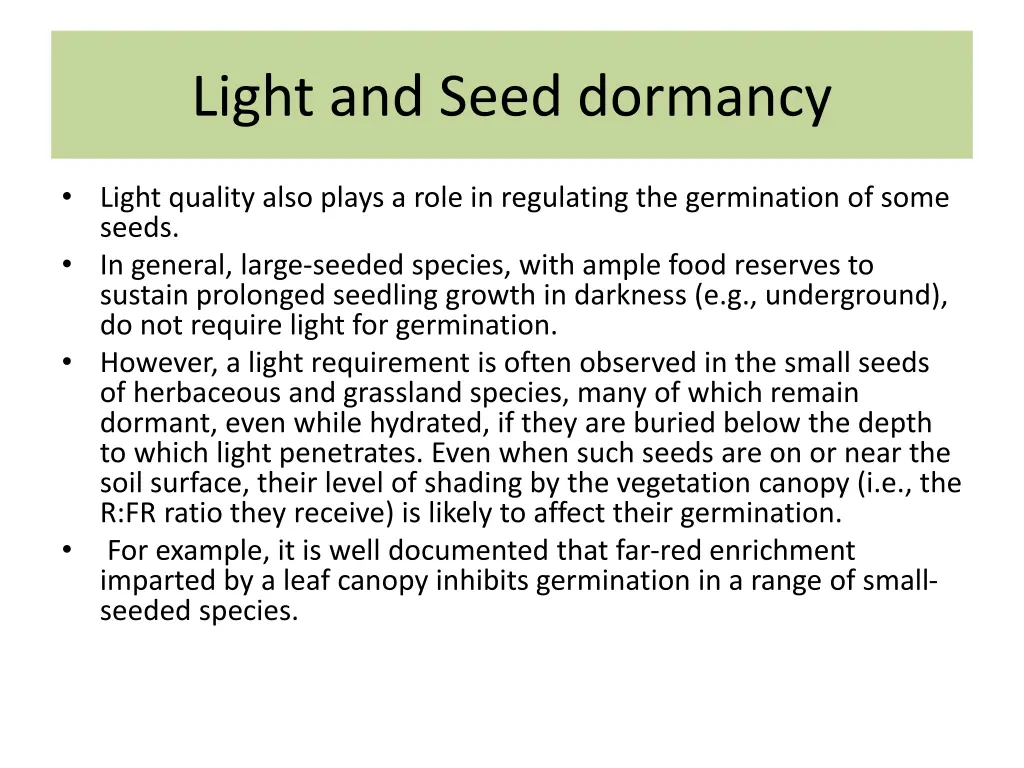 light and seed dormancy