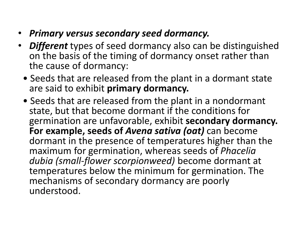 primary versus secondary seed dormancy different