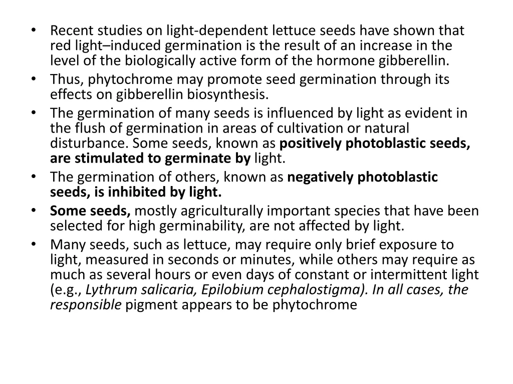 recent studies on light dependent lettuce seeds