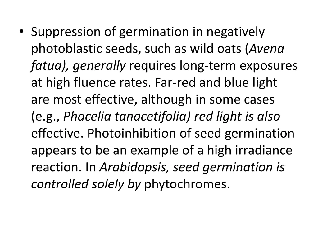 suppression of germination in negatively
