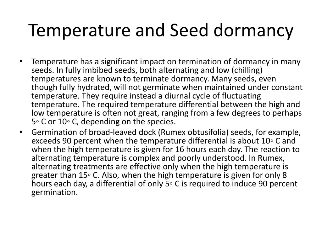 temperature and seed dormancy