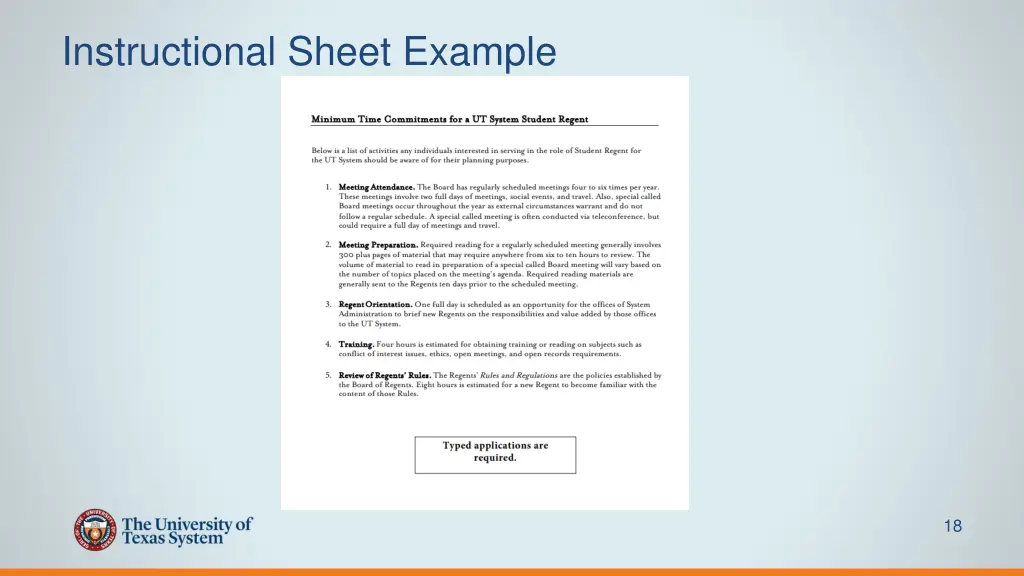 instructional sheet example