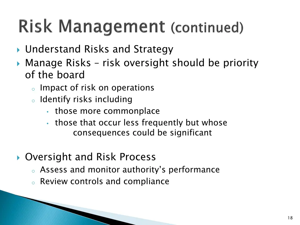 understand risks and strategy manage risks risk