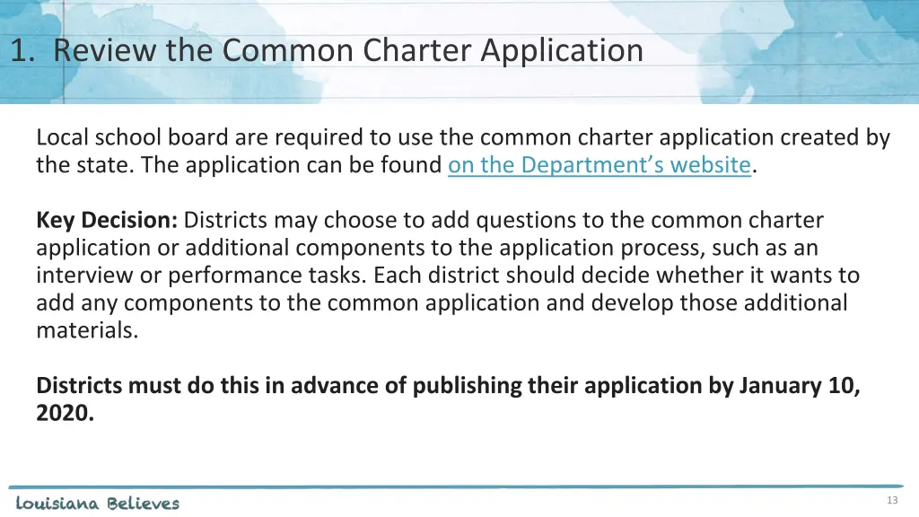 1 review the common charter application