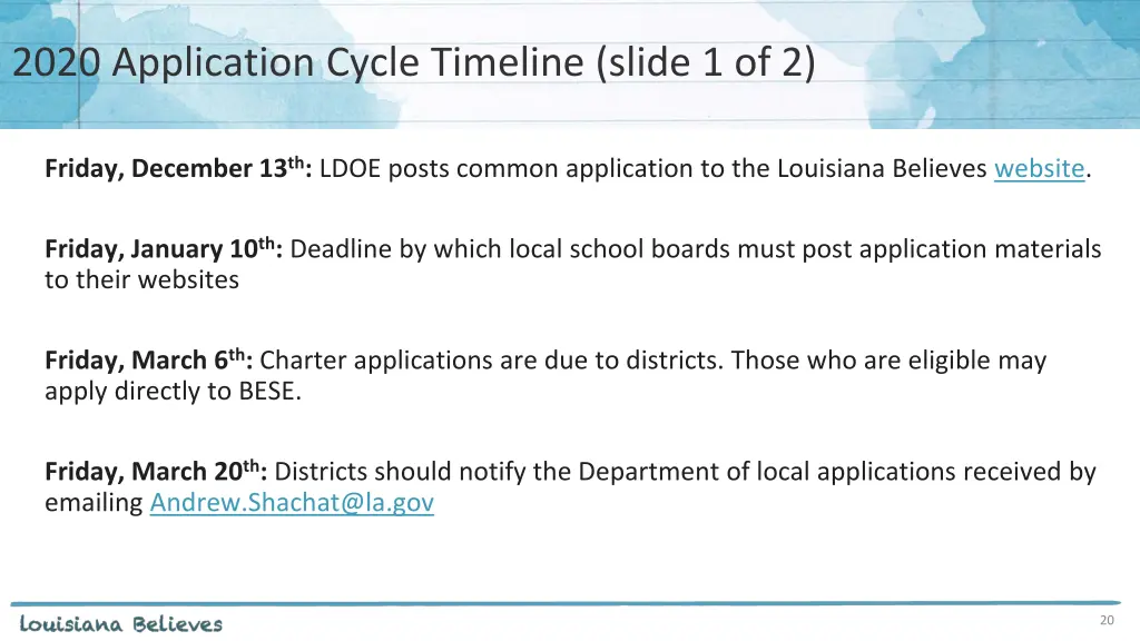 2020 application cycle timeline slide 1 of 2