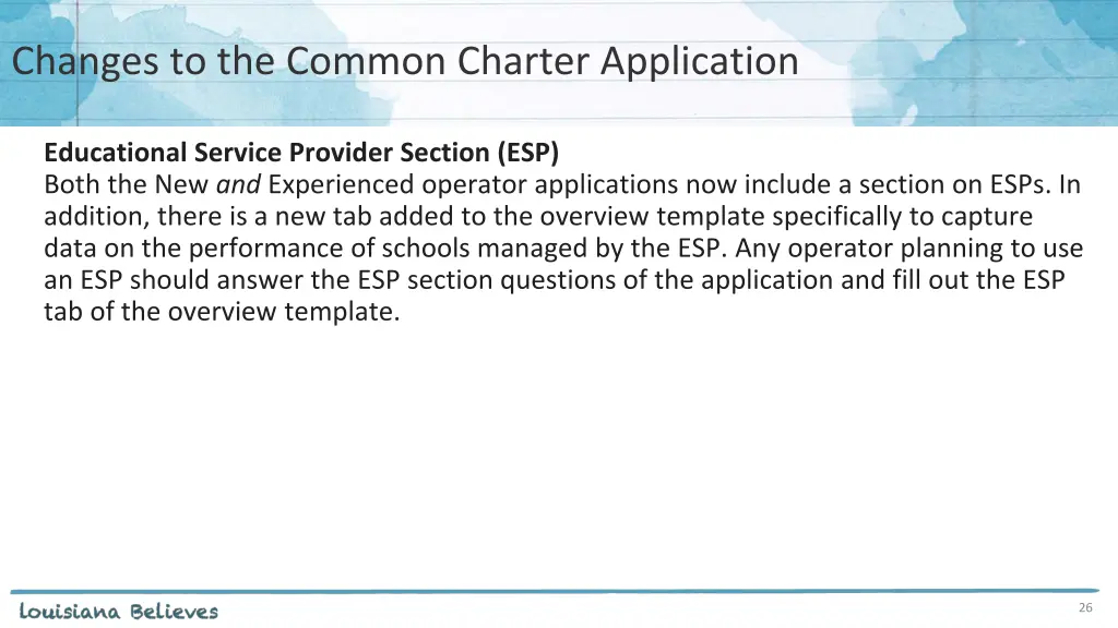 changes to the common charter application 2