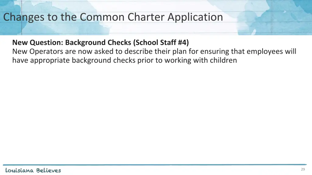 changes to the common charter application 5